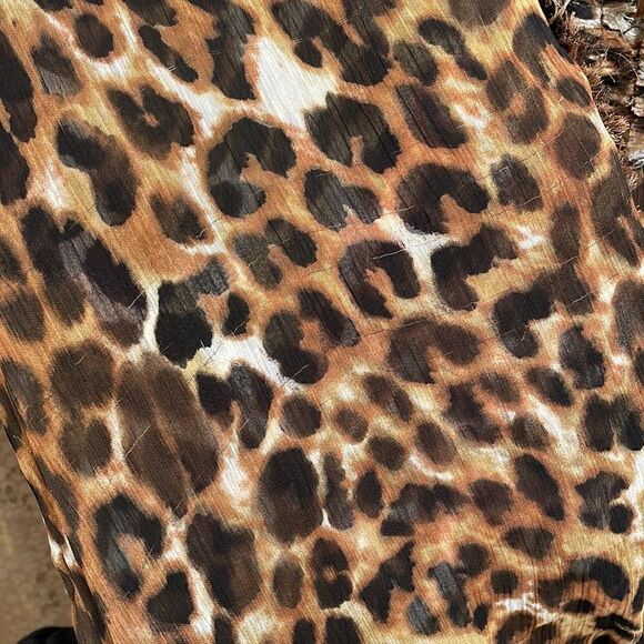 Express cheetah print sheer peasant style button blouse size S - Picture 3 of 6